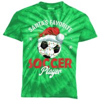 Funny Santa's Favorite Soccer Player Christmas Pajama Kids Tie-Dye T-Shirt