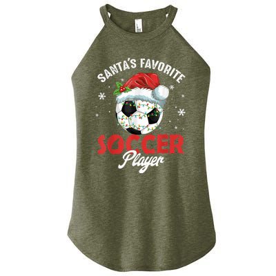 Funny Santa's Favorite Soccer Player Christmas Pajama Women's Perfect Tri Rocker Tank