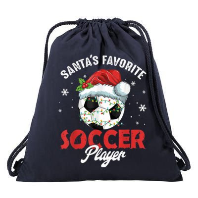 Funny Santa's Favorite Soccer Player Christmas Pajama Drawstring Bag