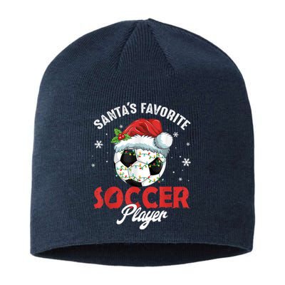 Funny Santa's Favorite Soccer Player Christmas Pajama Sustainable Beanie