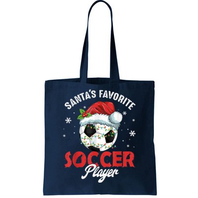 Funny Santa's Favorite Soccer Player Christmas Pajama Tote Bag