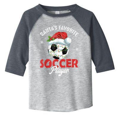 Funny Santa's Favorite Soccer Player Christmas Pajama Toddler Fine Jersey T-Shirt