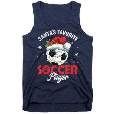 Funny Santa's Favorite Soccer Player Christmas Pajama Tank Top