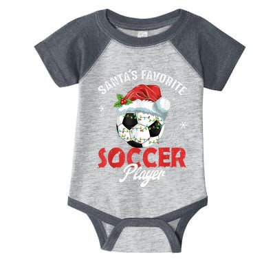 Funny Santa's Favorite Soccer Player Christmas Pajama Infant Baby Jersey Bodysuit