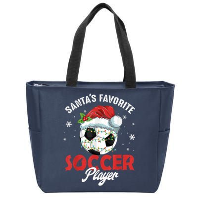 Funny Santa's Favorite Soccer Player Christmas Pajama Zip Tote Bag