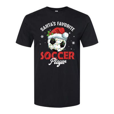 Funny Santa's Favorite Soccer Player Christmas Pajama Softstyle CVC T-Shirt