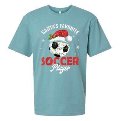 Funny Santa's Favorite Soccer Player Christmas Pajama Sueded Cloud Jersey T-Shirt