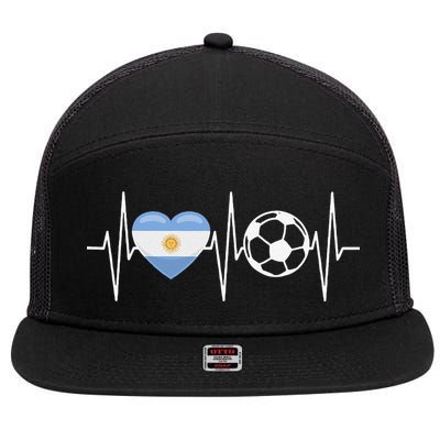 Funny Soccer Fan Heartbeat Argentines vintage 7 Panel Mesh Trucker Snapback Hat
