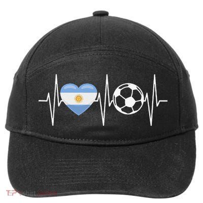 Funny Soccer Fan Heartbeat Argentines vintage 7-Panel Snapback Hat