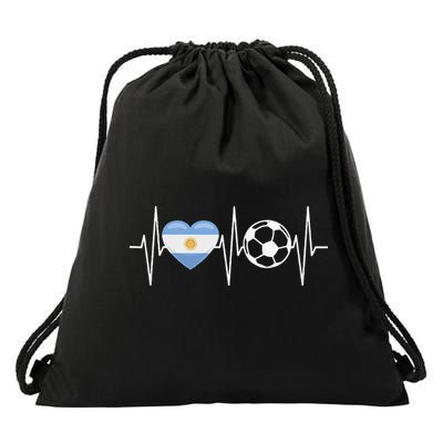 Funny Soccer Fan Heartbeat Argentines vintage Drawstring Bag