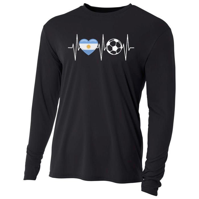 Funny Soccer Fan Heartbeat Argentines vintage Cooling Performance Long Sleeve Crew