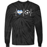 Funny Soccer Fan Heartbeat Argentines vintage Tie-Dye Long Sleeve Shirt