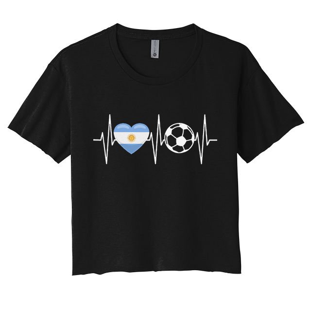 Funny Soccer Fan Heartbeat Argentines vintage Crop Top