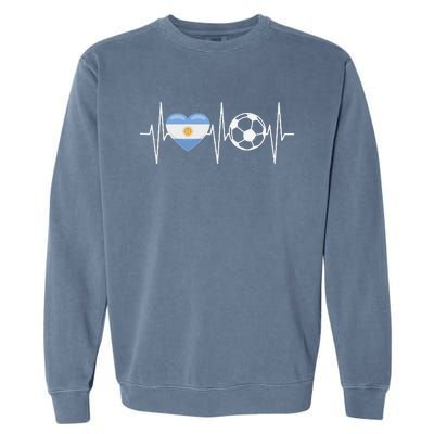 Funny Soccer Fan Heartbeat Argentines vintage Garment-Dyed Sweatshirt