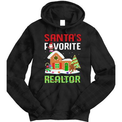 Funny SantaS Favorite Realtor Estate Agent Christmas Gift Tie Dye Hoodie