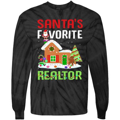 Funny SantaS Favorite Realtor Estate Agent Christmas Gift Tie-Dye Long Sleeve Shirt