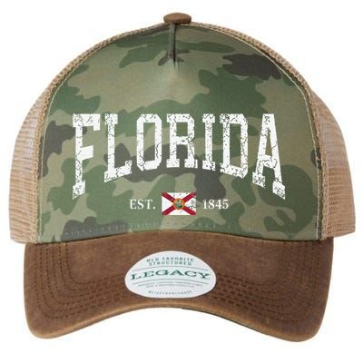 Florida State Flag Est 1845 Vintage Distressed Legacy Tie Dye Trucker Hat