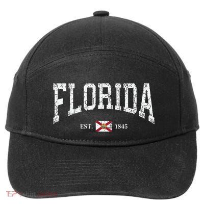 Florida State Flag Est 1845 Vintage Distressed 7-Panel Snapback Hat