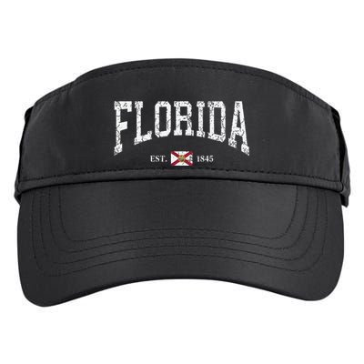 Florida State Flag Est 1845 Vintage Distressed Adult Drive Performance Visor
