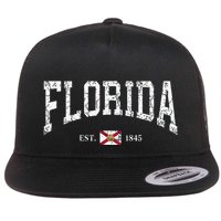 Florida State Flag Est 1845 Vintage Distressed Flatbill Hat