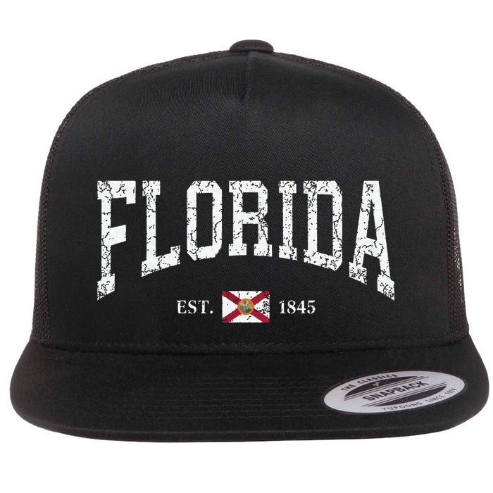 Florida State Flag Est 1845 Vintage Distressed Flatbill Hat