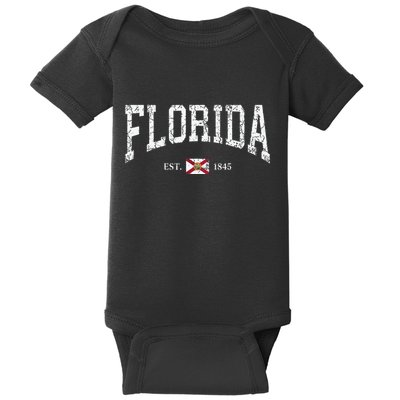 Florida State Flag Est 1845 Vintage Distressed Baby Bodysuit