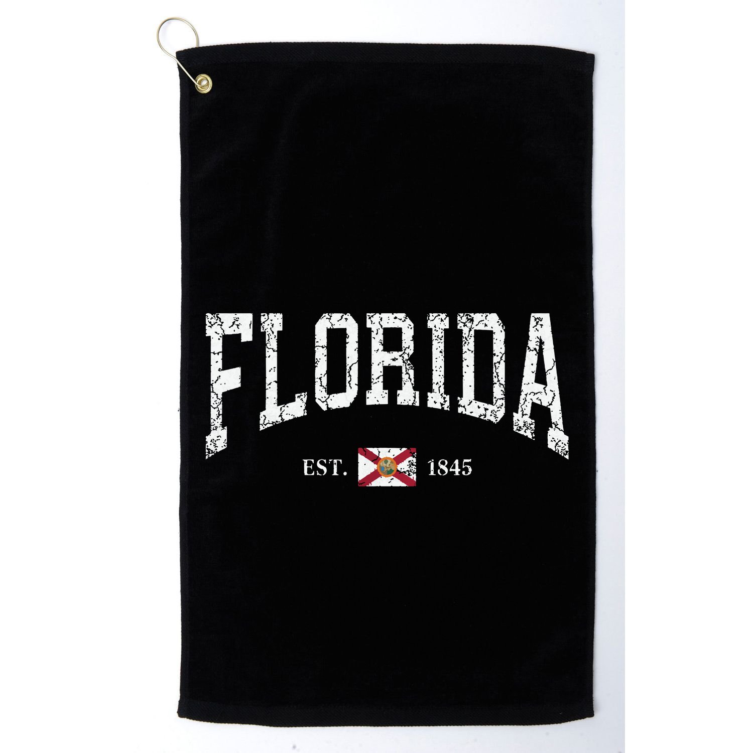 Florida State Flag Est 1845 Vintage Distressed Golf Towel