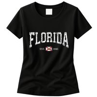 Florida State Flag Est 1845 Vintage Distressed Womens T-Shirt