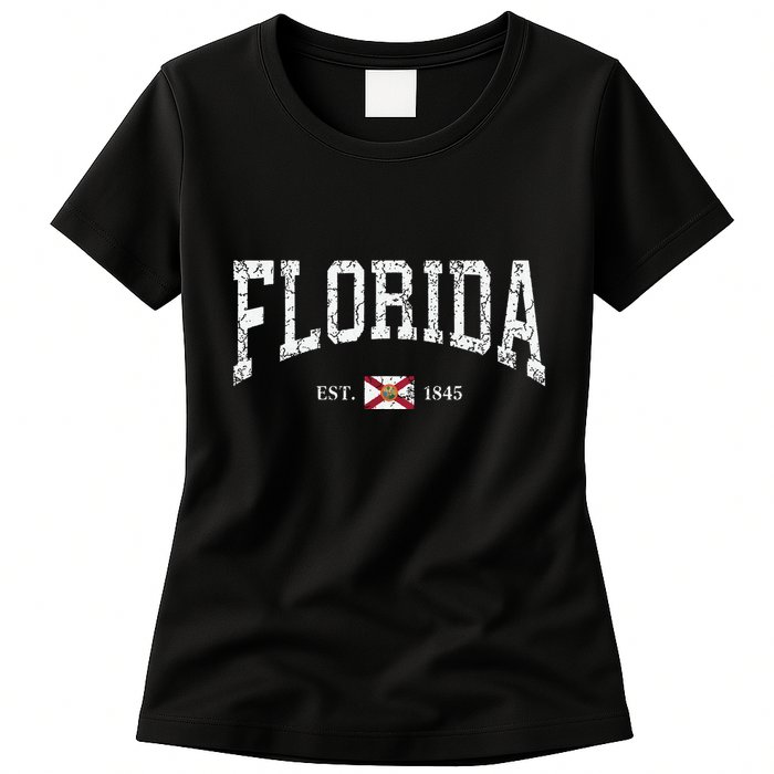 Florida State Flag Est 1845 Vintage Distressed Womens T-Shirt