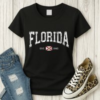 Florida State Flag Est 1845 Vintage Distressed Womens T-Shirt
