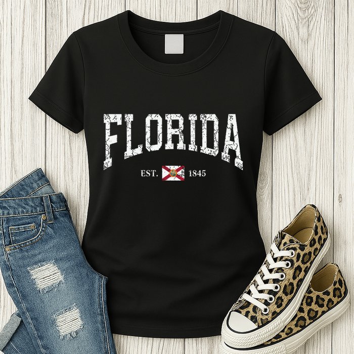 Florida State Flag Est 1845 Vintage Distressed Womens T-Shirt