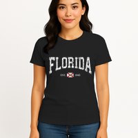 Florida State Flag Est 1845 Vintage Distressed Womens T-Shirt