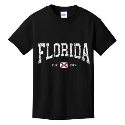 Florida State Flag Est 1845 Vintage Distressed Kids T-Shirt