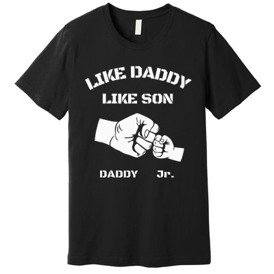 Father Son Fist Bump Matching Father's Day Daddy Dad & Son Premium T-Shirt