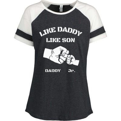 Father Son Fist Bump Matching Father's Day Daddy Dad & Son Enza Ladies Jersey Colorblock Tee