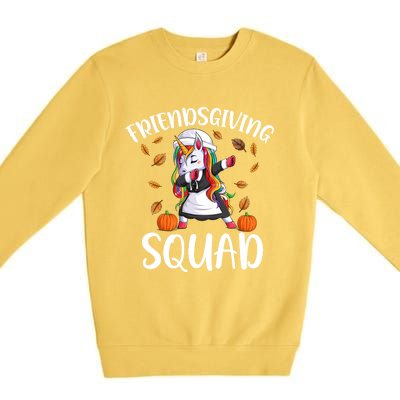 Friendsgiving Squad Funny Thanksgiving Day Dabbing Unicorn Gift Premium Crewneck Sweatshirt