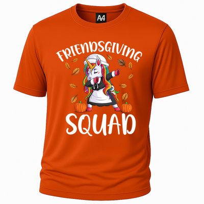 Friendsgiving Squad Funny Thanksgiving Day Dabbing Unicorn Gift Cooling Performance Crew T-Shirt