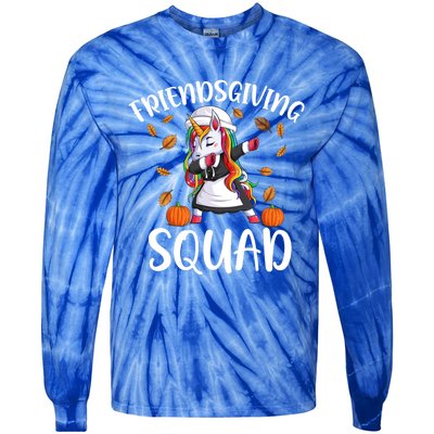 Friendsgiving Squad Funny Thanksgiving Day Dabbing Unicorn Gift Tie-Dye Long Sleeve Shirt