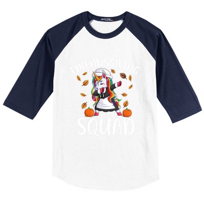 Friendsgiving Squad Funny Thanksgiving Day Dabbing Unicorn Gift Baseball Sleeve Shirt