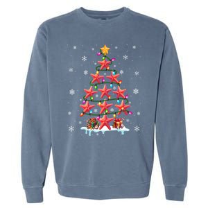 Fishing Star Fishes As Christmas Tree Colorful Lights Fisher Cool Gift Garment-Dyed Sweatshirt