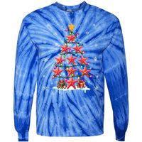 Fishing Star Fishes As Christmas Tree Colorful Lights Fisher Cool Gift Tie-Dye Long Sleeve Shirt