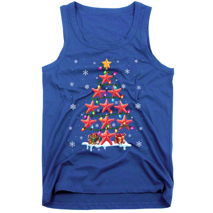 Fishing Star Fishes As Christmas Tree Colorful Lights Fisher Cool Gift Tank Top