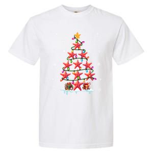 Fishing Star Fishes As Christmas Tree Colorful Lights Fisher Cool Gift Garment-Dyed Heavyweight T-Shirt