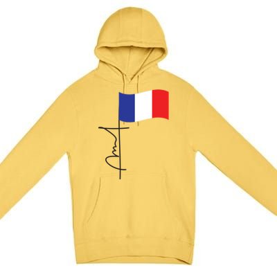 France Signature Flag Pole Elegant Patriotic French Flag Meaningful Gift Premium Pullover Hoodie