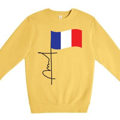 France Signature Flag Pole Elegant Patriotic French Flag Meaningful Gift Premium Crewneck Sweatshirt