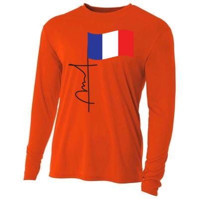 France Signature Flag Pole Elegant Patriotic French Flag Meaningful Gift Cooling Performance Long Sleeve Crew