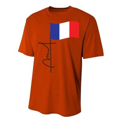 France Signature Flag Pole Elegant Patriotic French Flag Meaningful Gift Performance Sprint T-Shirt