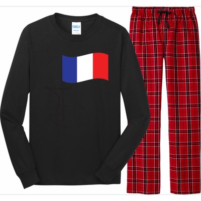 France Signature Flag Pole Elegant Patriotic French Flag Meaningful Gift Long Sleeve Pajama Set