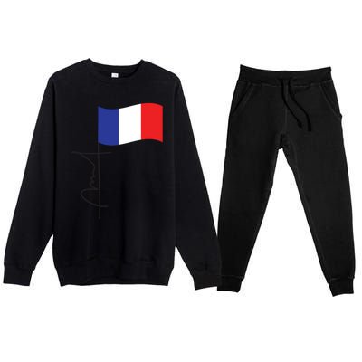 France Signature Flag Pole Elegant Patriotic French Flag Meaningful Gift Premium Crewneck Sweatsuit Set