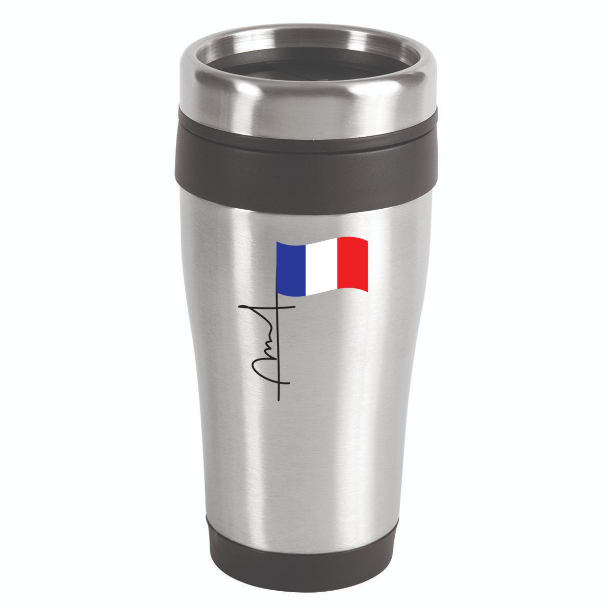 France Signature Flag Pole Elegant Patriotic French Flag Meaningful Gift 16oz Travel Tumbler
